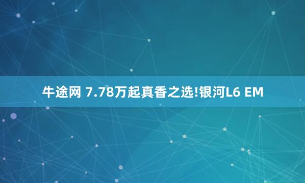 牛途网 7.78万起真香之选!银河L6 EM